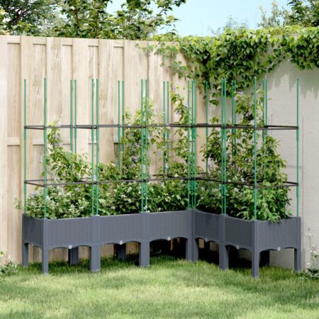 Plantekasse med espalier 160x120x142,5 cm PP blågrå