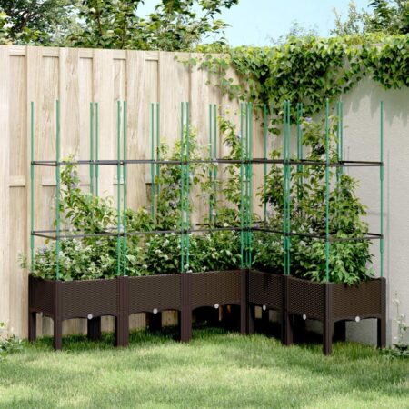 Plantekasse med espalier 160x120x142,5 cm PP brun