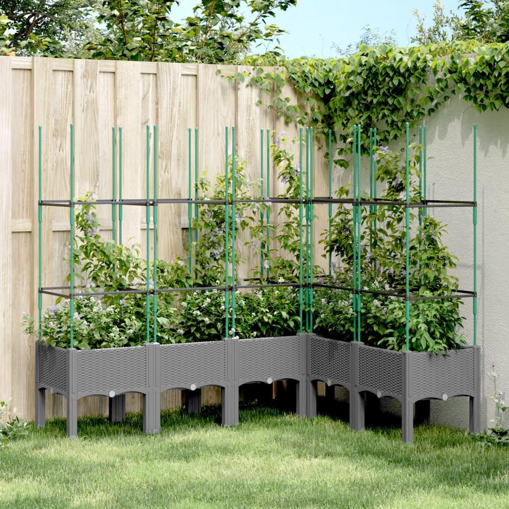 Plantekasse med espalier 160x120x142,5 cm PP lysegrå Plantekasse med espalier 160x120x142,5 cm PP lysegrå
