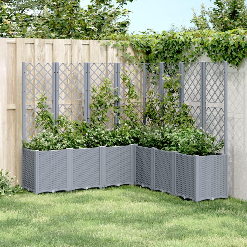 Plantekasse med espalier 160x160x140 cm PP blågrå Plantekasse med espalier 160x160x140 cm PP blågrå