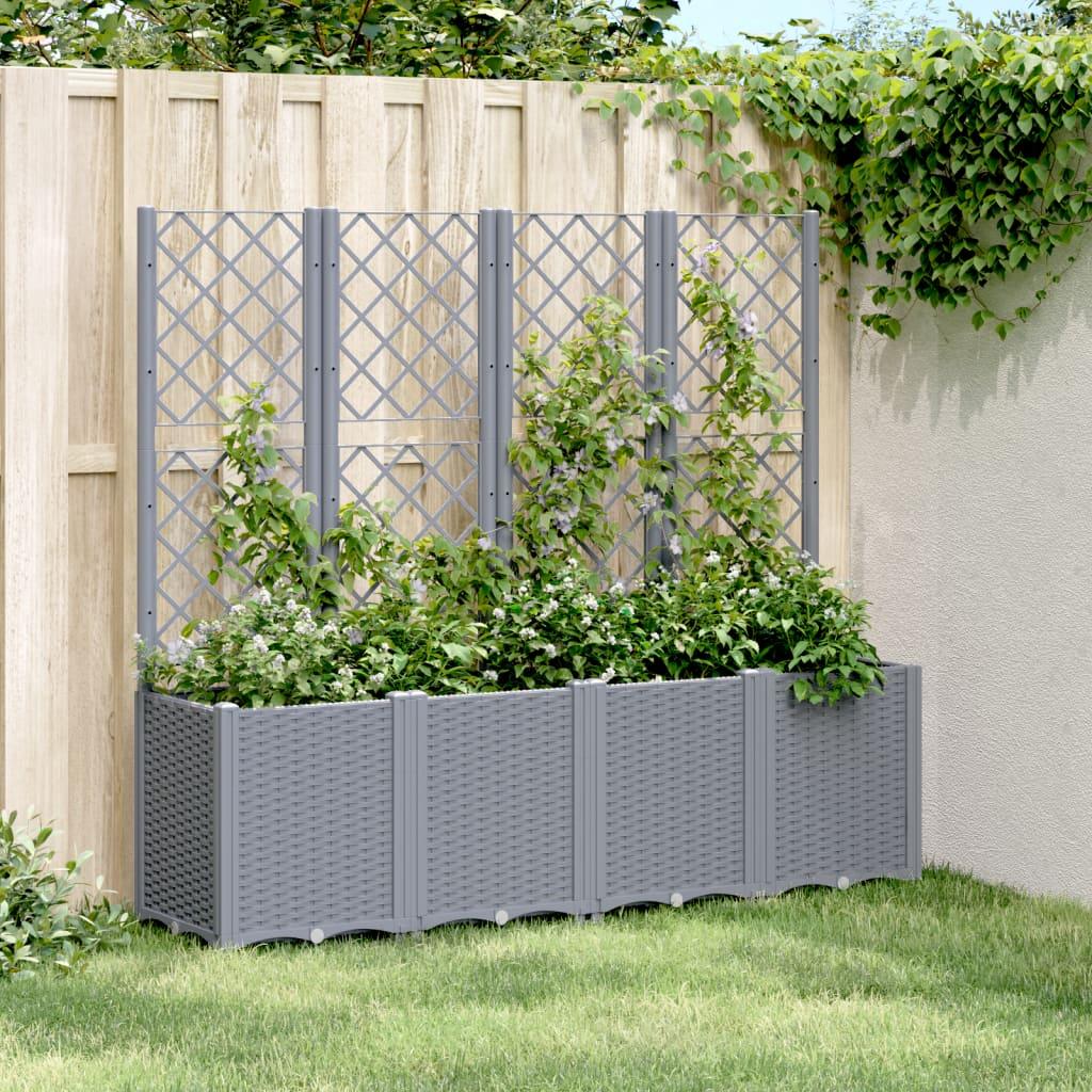 Plantekasse med espalier 160x40x140 cm PP grå Plantekasse med espalier 160x40x140 cm PP grå