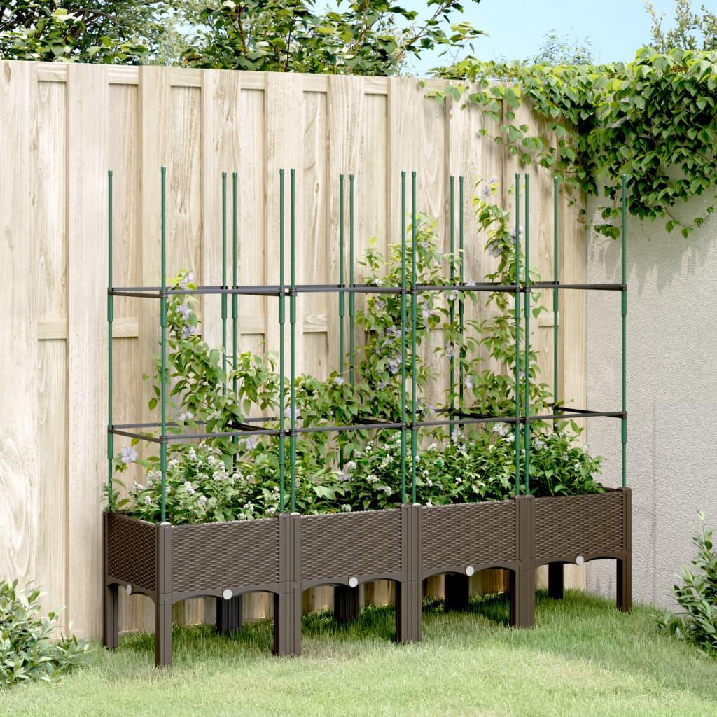 Plantekasse med espalier 160x40x142,5 cm PP brun Plantekasse med espalier 160x40x142,5 cm PP brun