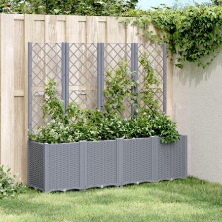 Plantekasse med espalier 160×40×140 cm - PP blågrå