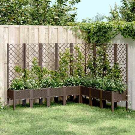 Plantekasse med espalier 200x160x142 cm PP brun