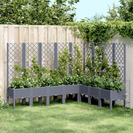 Plantekasse med espalier 200x160x142 cm PP grå