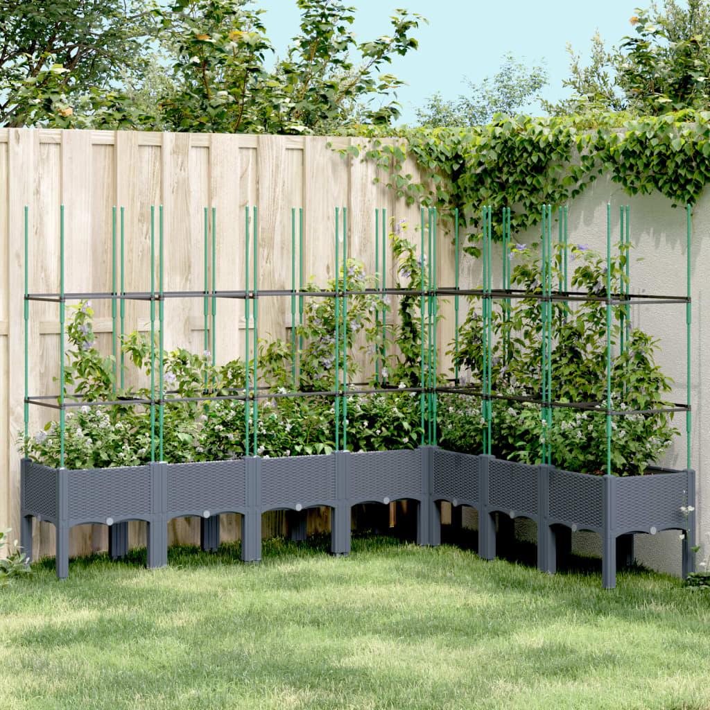 Plantekasse med espalier 200x160x142,5 cm PP blågrå Plantekasse med espalier 200x160x142,5 cm PP blågrå