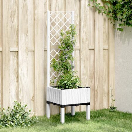 Plantekasse med espalier 40 x 40 x 142 cm - PP, hvid