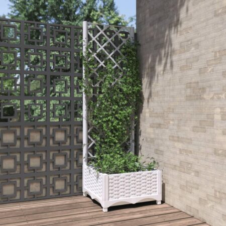 Plantekasse med espalier 40x40x121,5 cm PP hvid