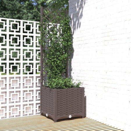 Plantekasse med espalier 40x40x136 cm PP brun