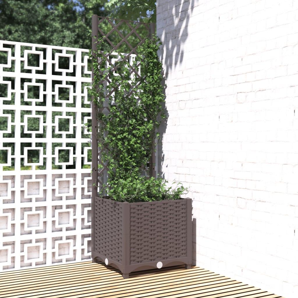 Plantekasse med espalier 40x40x136 cm PP brun Plantekasse med espalier 40x40x136 cm PP brun