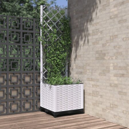 Plantekasse med espalier 40x40x136 cm PP hvid