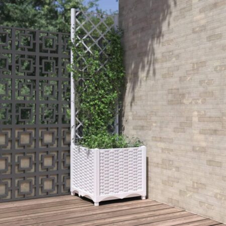 Plantekasse med espalier 40x40x136 cm PP hvid