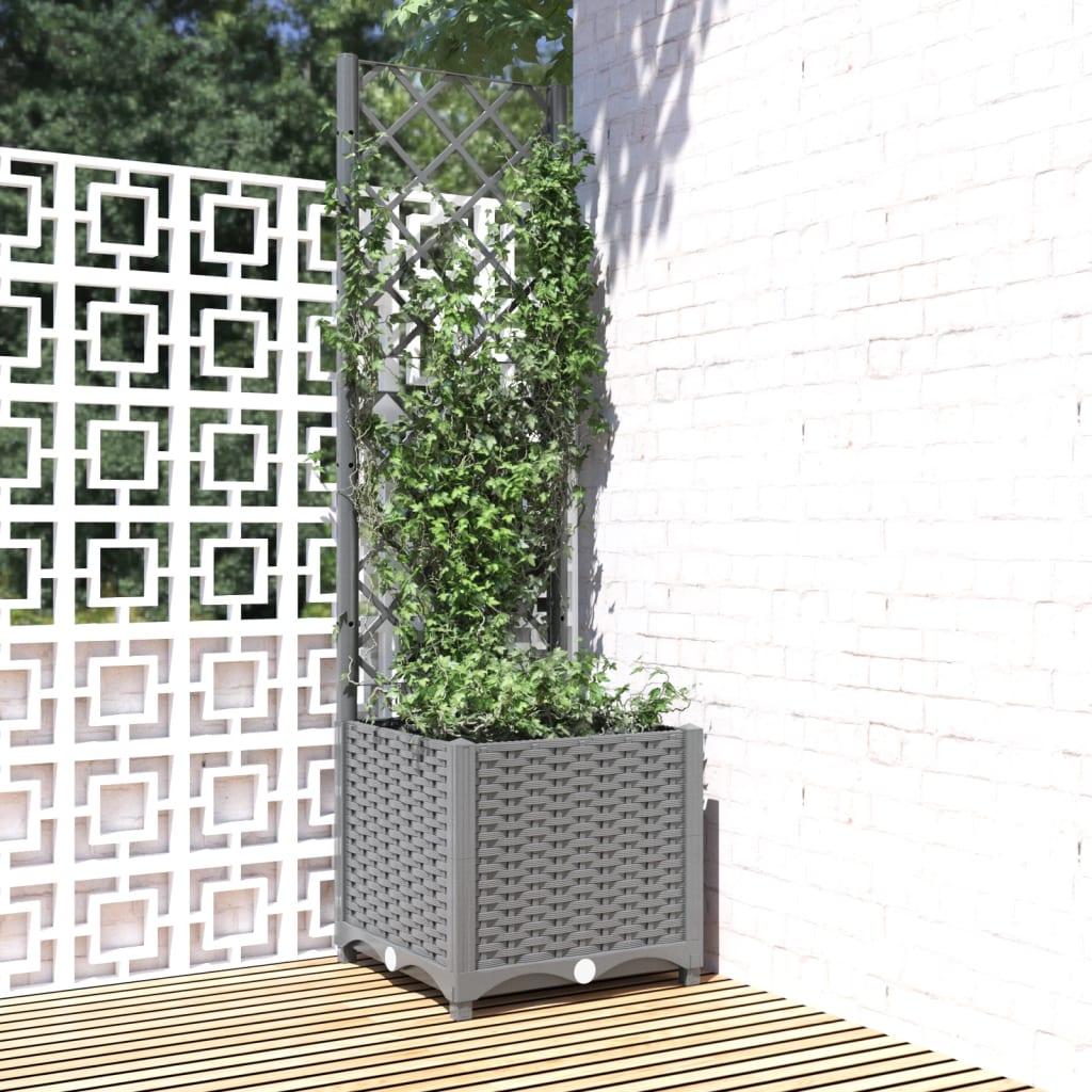 Plantekasse med espalier 40x40x136 cm PP lysegrå Plantekasse med espalier 40x40x136 cm PP lysegrå