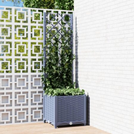 Plantekasse med espalier 40x40x136 cm PP mørkegrå