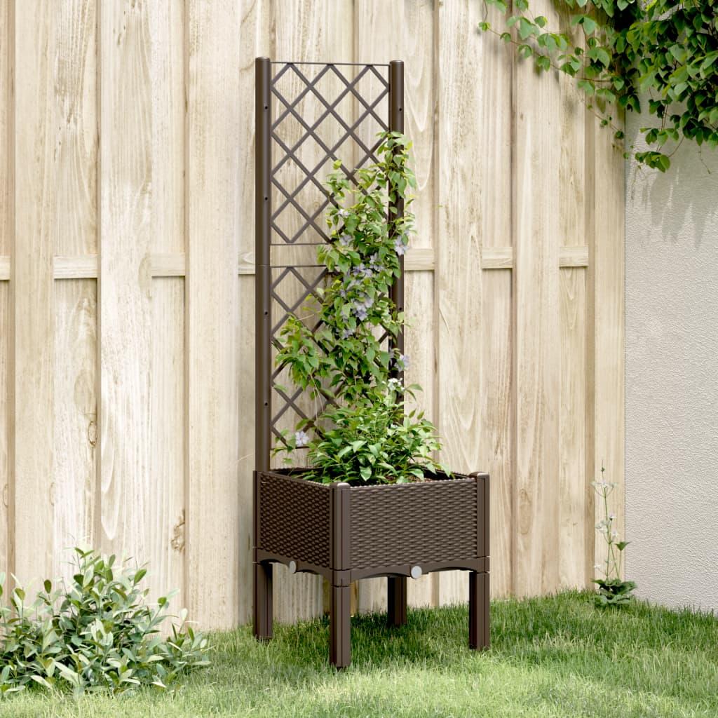 Plantekasse med espalier 40x40x142 cm PP brun Plantekasse med espalier 40x40x142 cm PP brun