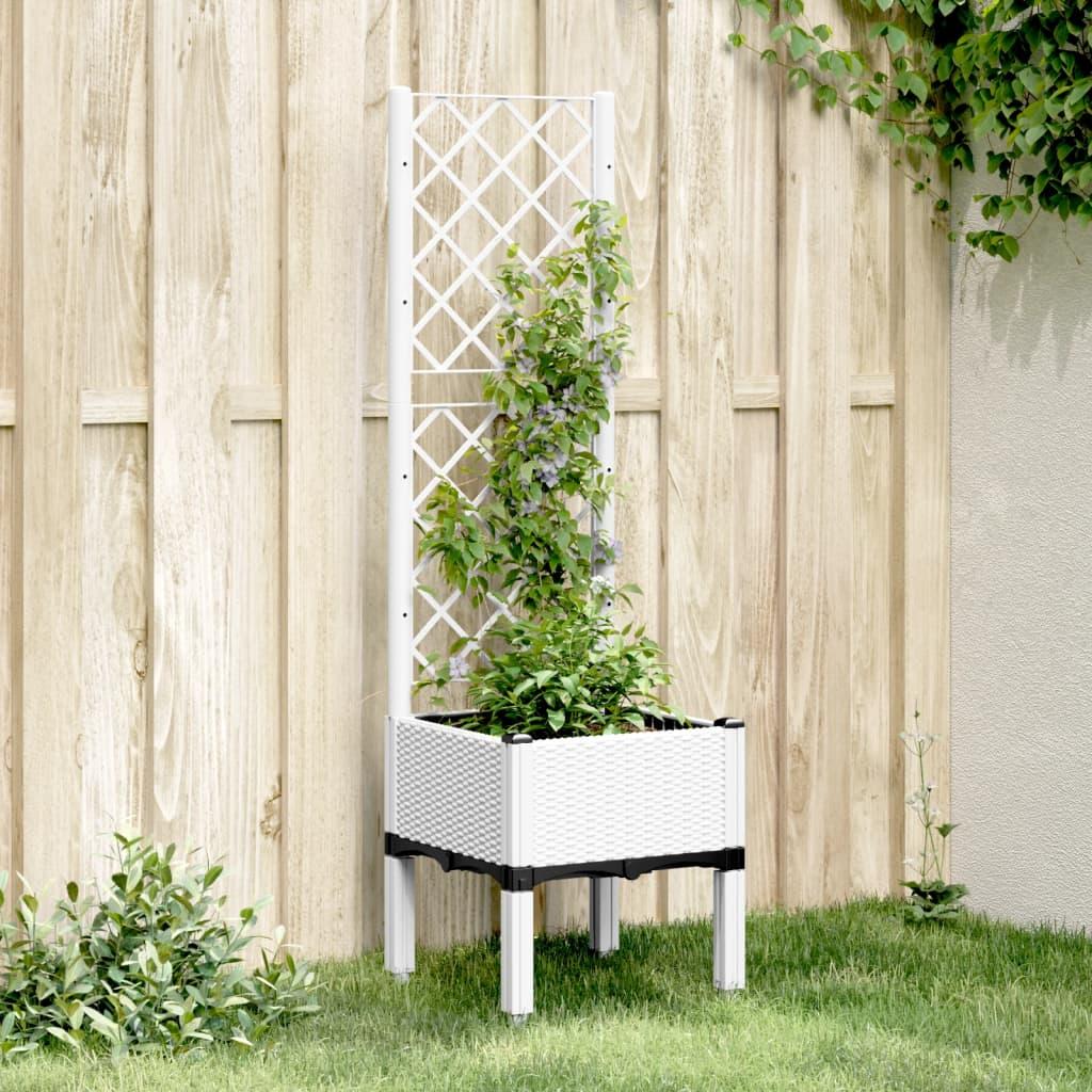Plantekasse med espalier 40x40x142 cm PP hvid Plantekasse med espalier 40x40x142 cm PP hvid