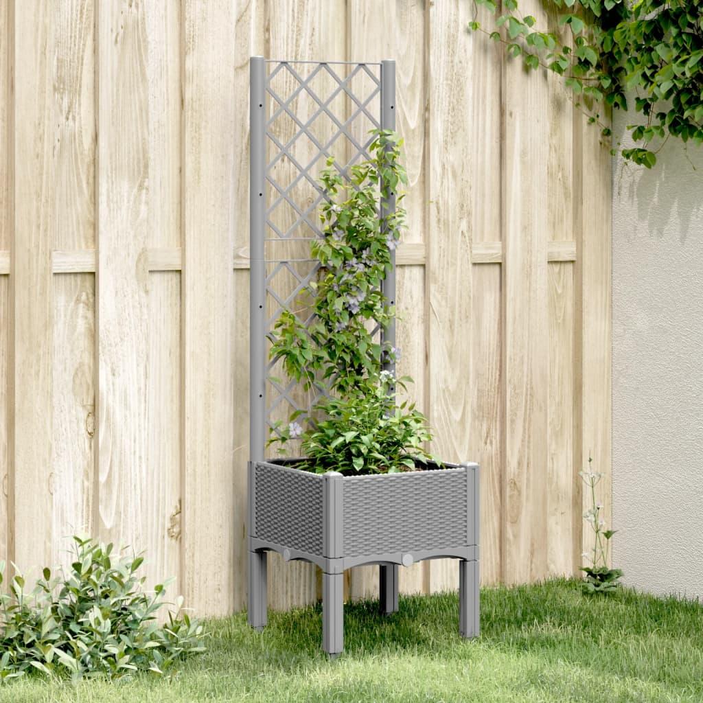 Plantekasse med espalier 40x40x142 cm PP lysegrå Plantekasse med espalier 40x40x142 cm PP lysegrå