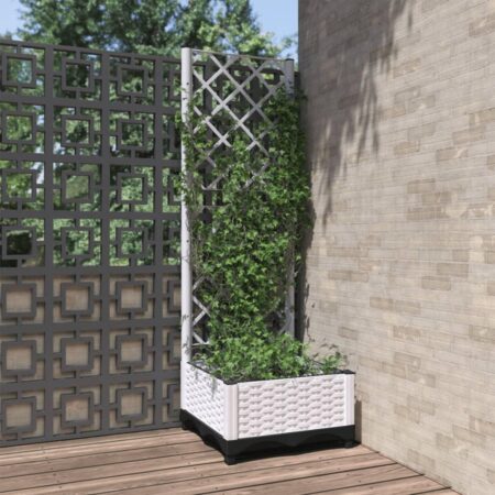 Plantekasse med espalier 40×40×121,5 cm - PP, hvid