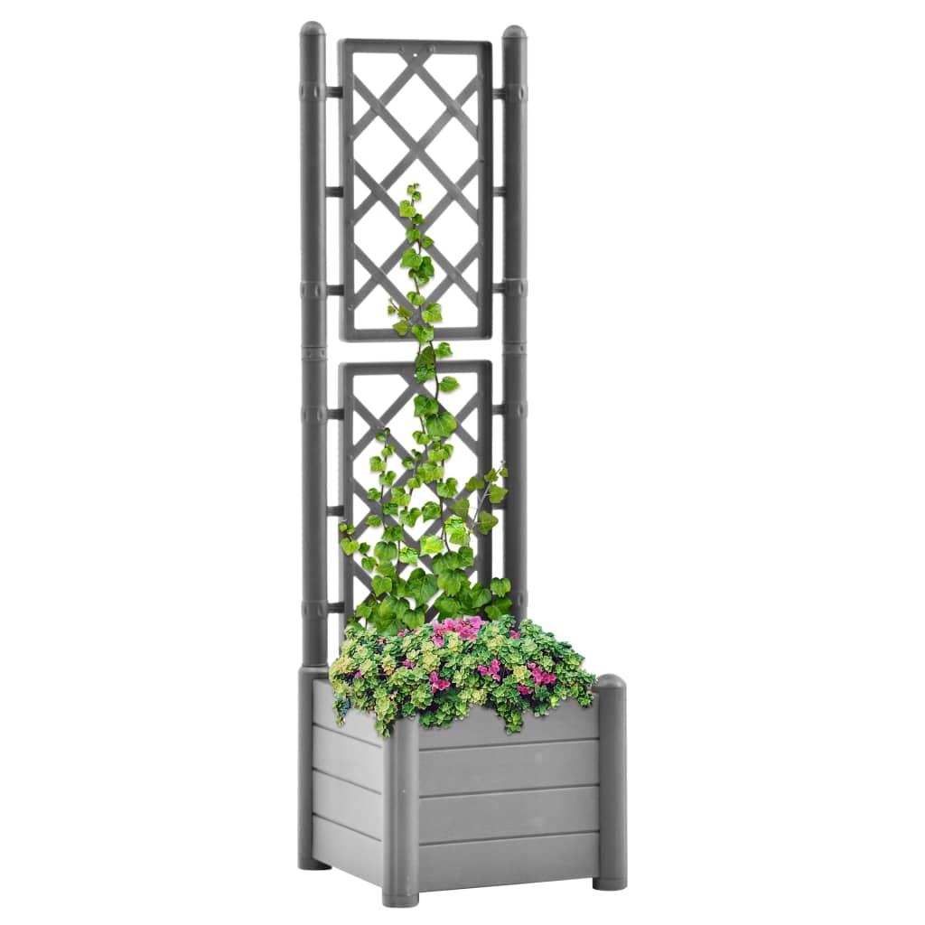 Plantekasse med espalier 43x43x142 cm PP grå Plantekasse med espalier 43x43x142 cm PP grå