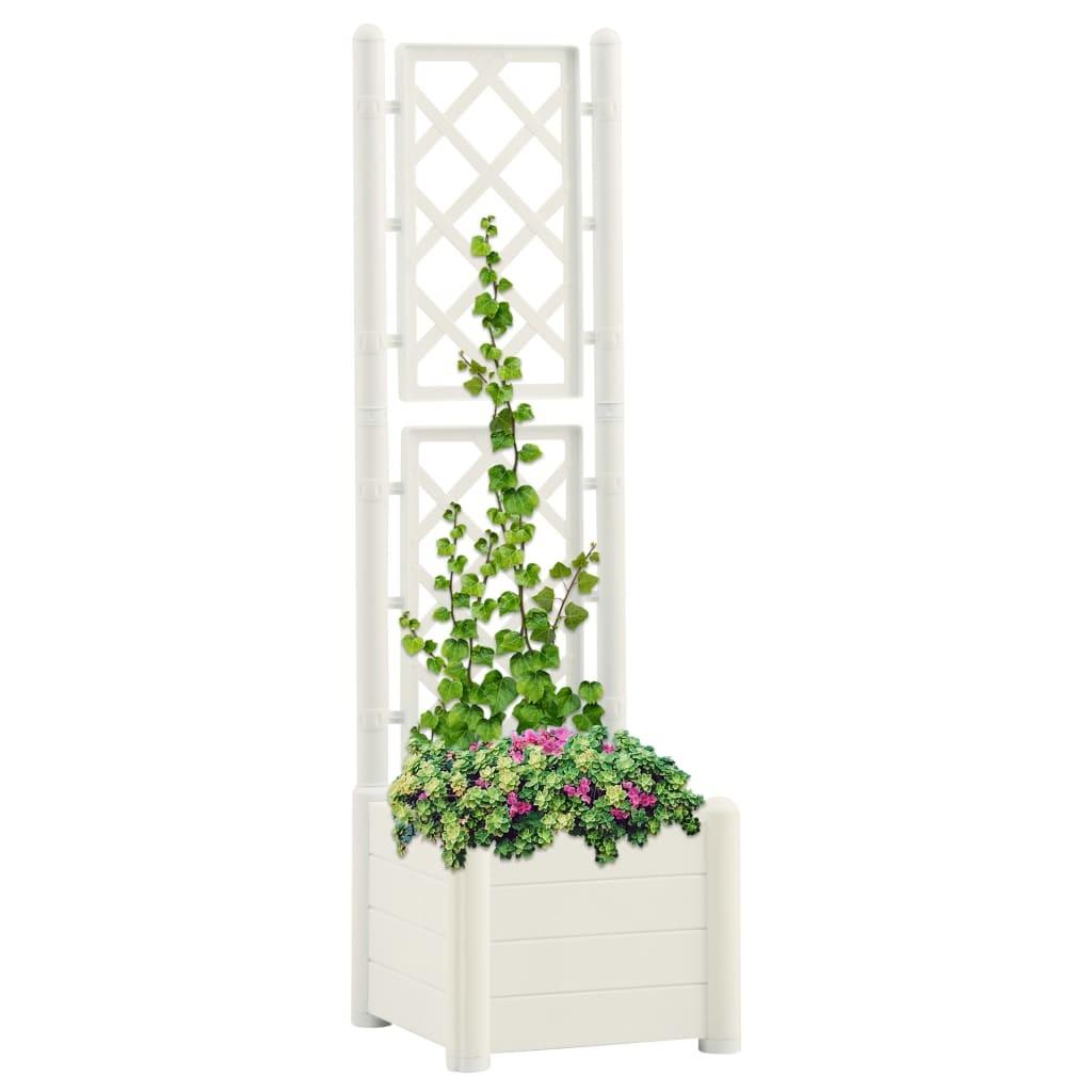 Plantekasse med espalier 43x43x142 cm PP hvid Plantekasse med espalier 43x43x142 cm PP hvid