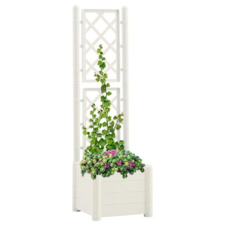 Plantekasse med espalier 43x43x142 cm PP hvid