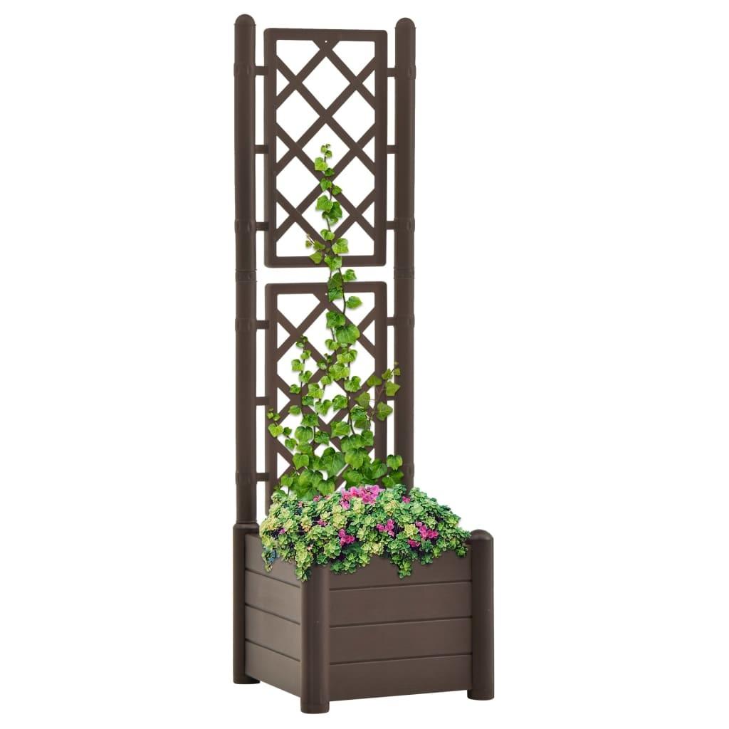 Plantekasse med espalier 43x43x142 cm PP mokkafarvet Plantekasse med espalier 43x43x142 cm PP mokkafarvet