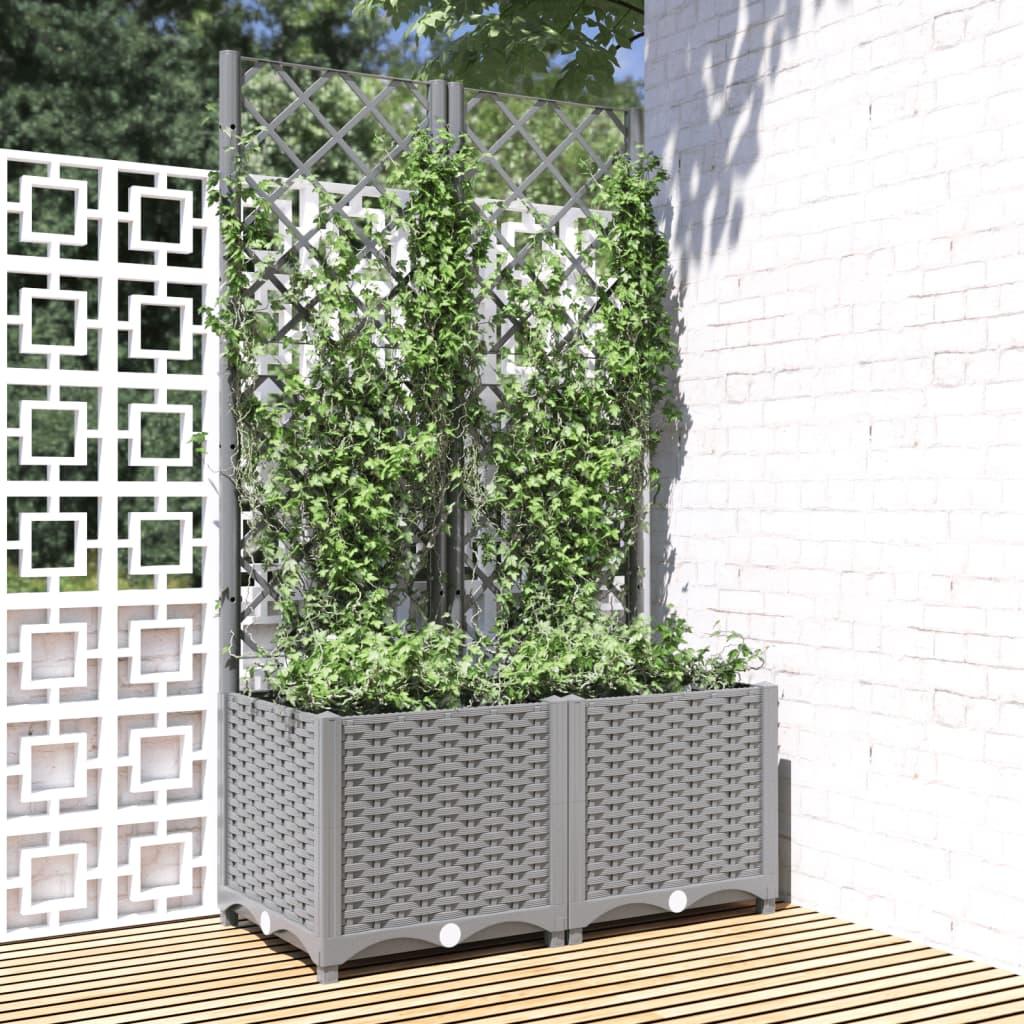 Plantekasse med espalier 80 × 40 × 136 cm - PP, lysegrå Plantekasse med espalier 80 × 40 × 136 cm - PP, lysegrå