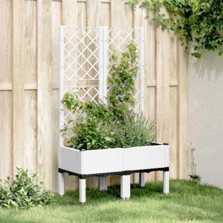 Plantekasse med espalier 80 × 40 × 142 cm - PP, hvid