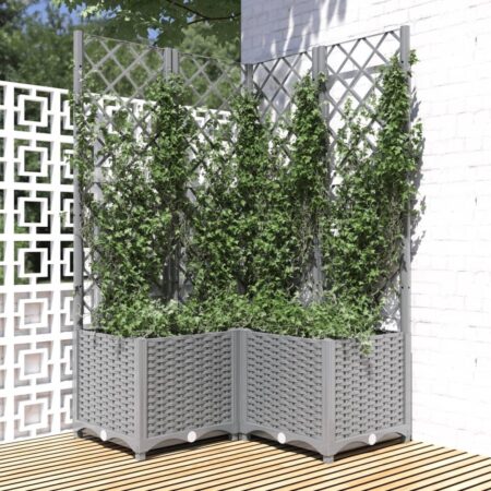 Plantekasse med espalier 80 × 80 × 136 cm - PP, lysegrå