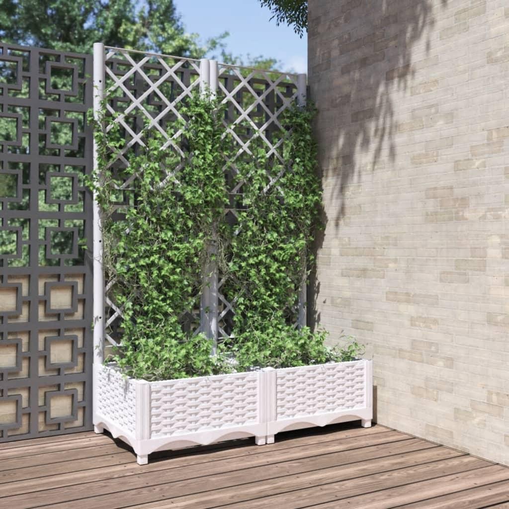 Plantekasse med espalier 80x40x121,5 cm PP hvid Plantekasse med espalier 80x40x121,5 cm PP hvid