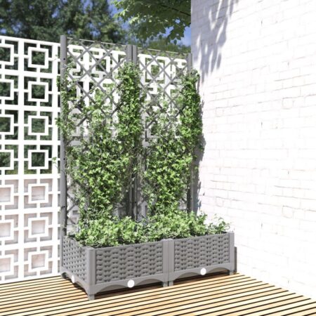 Plantekasse med espalier 80x40x121,5 cm PP lysegrå
