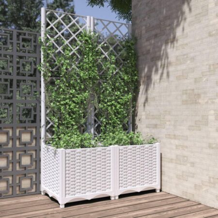 Plantekasse med espalier 80x40x136 cm PP hvid