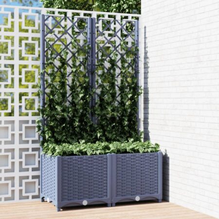 Plantekasse med espalier 80x40x136 cm PP mørkegrå