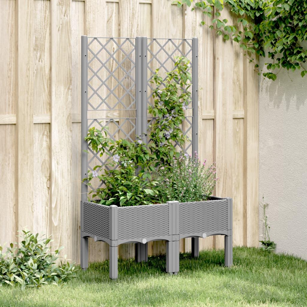 Plantekasse med espalier 80x40x142 cm PP lysegrå Plantekasse med espalier 80x40x142 cm PP lysegrå