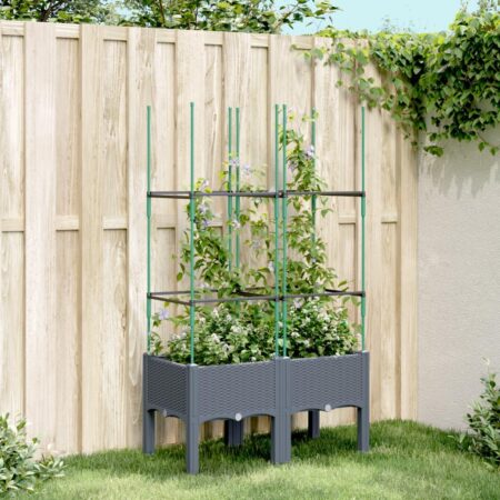 Plantekasse med espalier 80x40x142,5 cm PP blågrå
