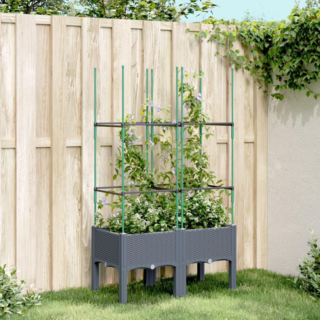 Plantekasse med espalier 80x40x142,5 cm PP blågrå Plantekasse med espalier 80x40x142,5 cm PP blågrå