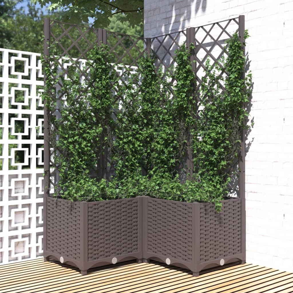 Plantekasse med espalier 80x80x136 cm PP brun Plantekasse med espalier 80x80x136 cm PP brun