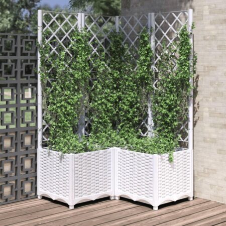 Plantekasse med espalier 80x80x136 cm PP hvid