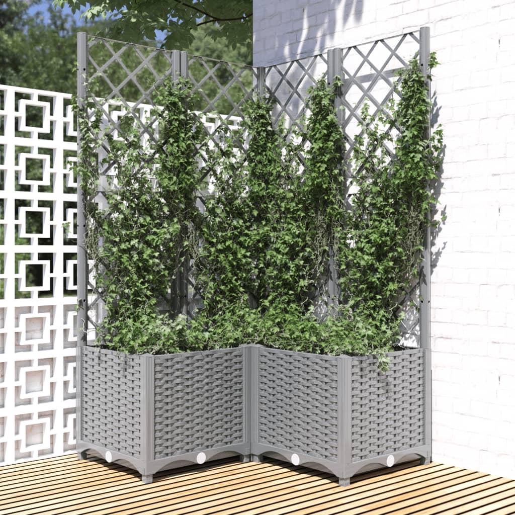 Plantekasse med espalier 80x80x136 cm PP lysegrå Plantekasse med espalier 80x80x136 cm PP lysegrå
