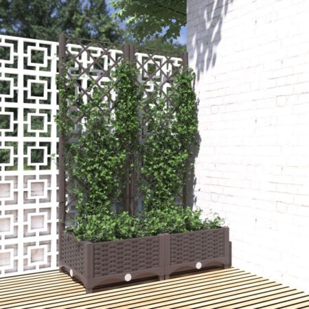 Plantekasse med espalier 80×40×121,5 cm - PP, brun