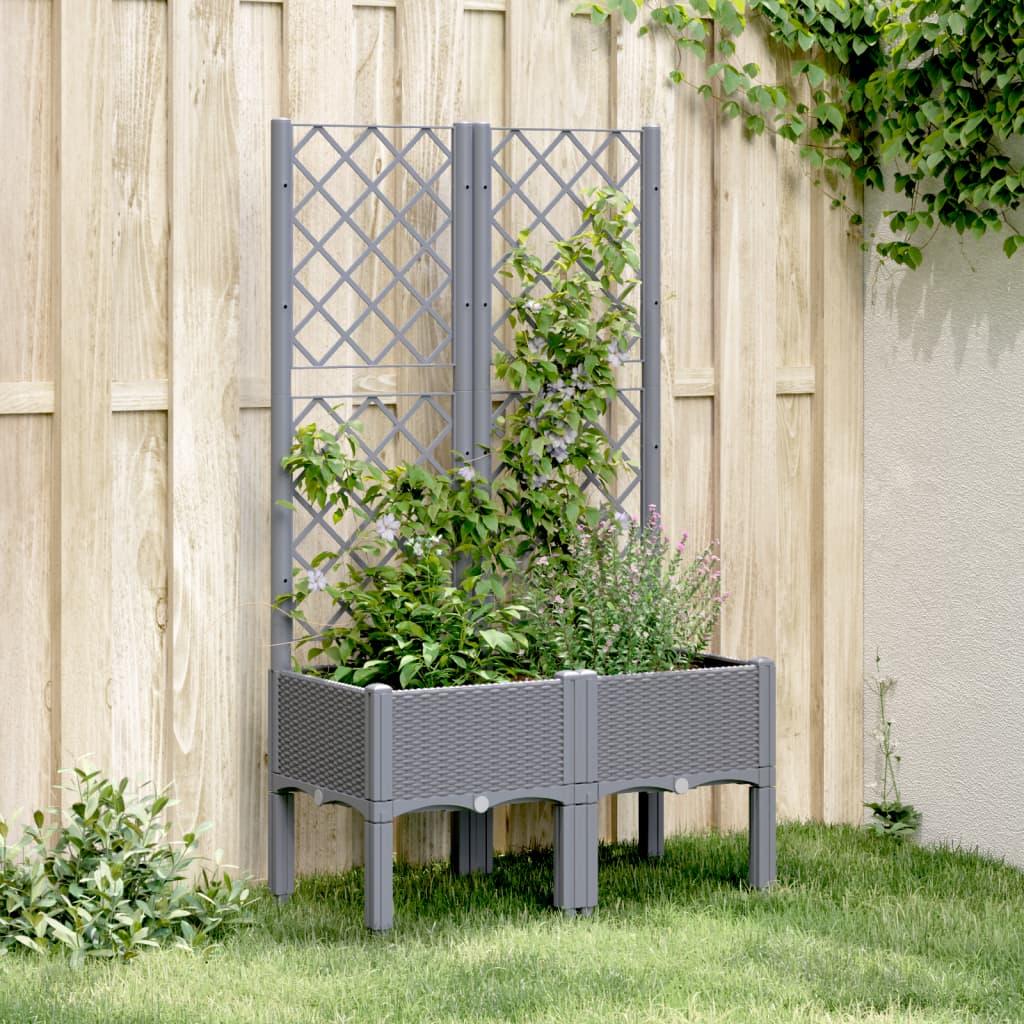 Plantekasse med espalier 80×40×142 cm i PP - blågrå Plantekasse med espalier 80×40×142 cm i PP - blågrå