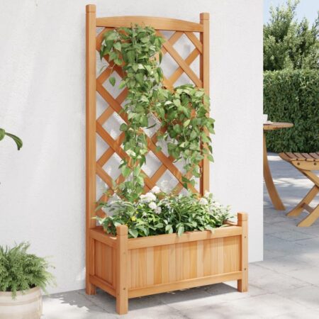 Plantekasse med espalier i massivt grantræ - brun
