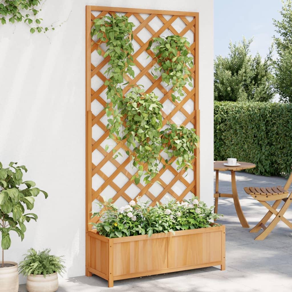 Plantekasse med espalier i massivt grantræ - brun, 90 × 35 × 180 cm Plantekasse med espalier i massivt grantræ - brun, 90 × 35 × 180 cm