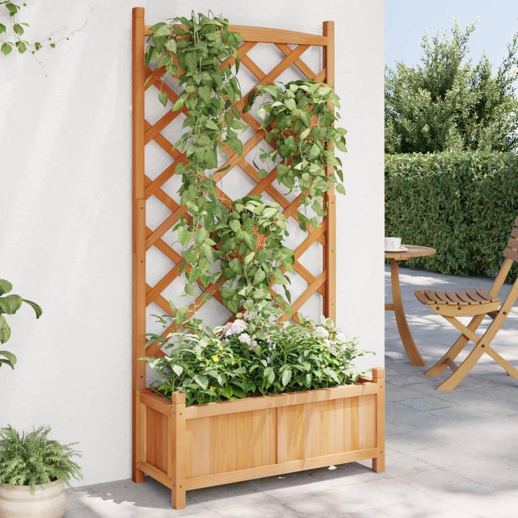 Plantekasse med espalier massivt grantræ brun Plantekasse med espalier massivt grantræ brun