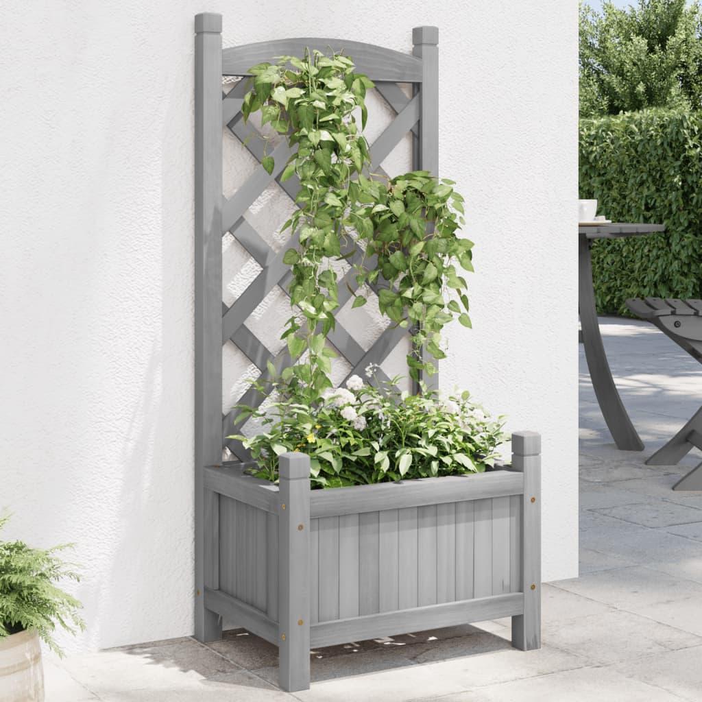 Plantekasse med espalier massivt grantræ grå Plantekasse med espalier massivt grantræ grå