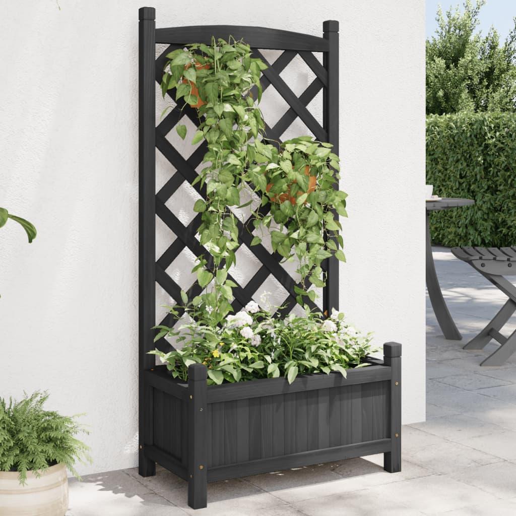 Plantekasse med espalier massivt grantræ sort Plantekasse med espalier massivt grantræ sort