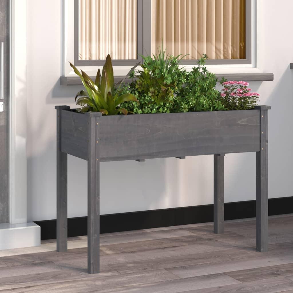 Plantekasse med foring 118x59x76 cm massivt fyrretræ grå Plantekasse med foring 118x59x76 cm massivt fyrretræ grå