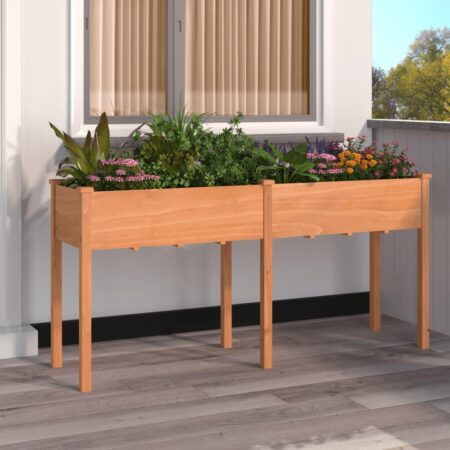 Plantekasse med foring 161x45x76 cm massivt fyrretræ brun