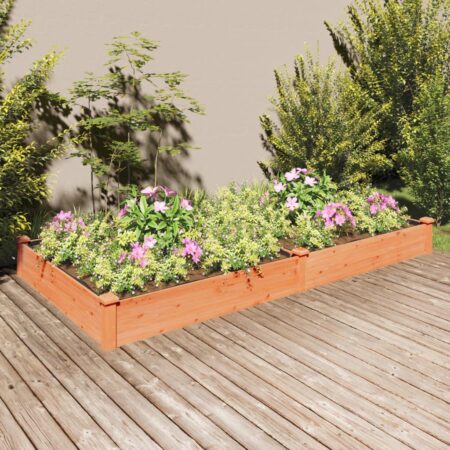 Plantekasse med foring 240x120x25 cm massivt fyrretræ brun