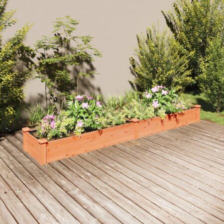 Plantekasse med foring 240x45x25 cm massivt fyrretræ brun